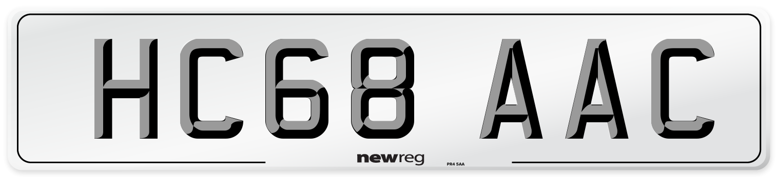 HC68 AAC Number Plate from New Reg